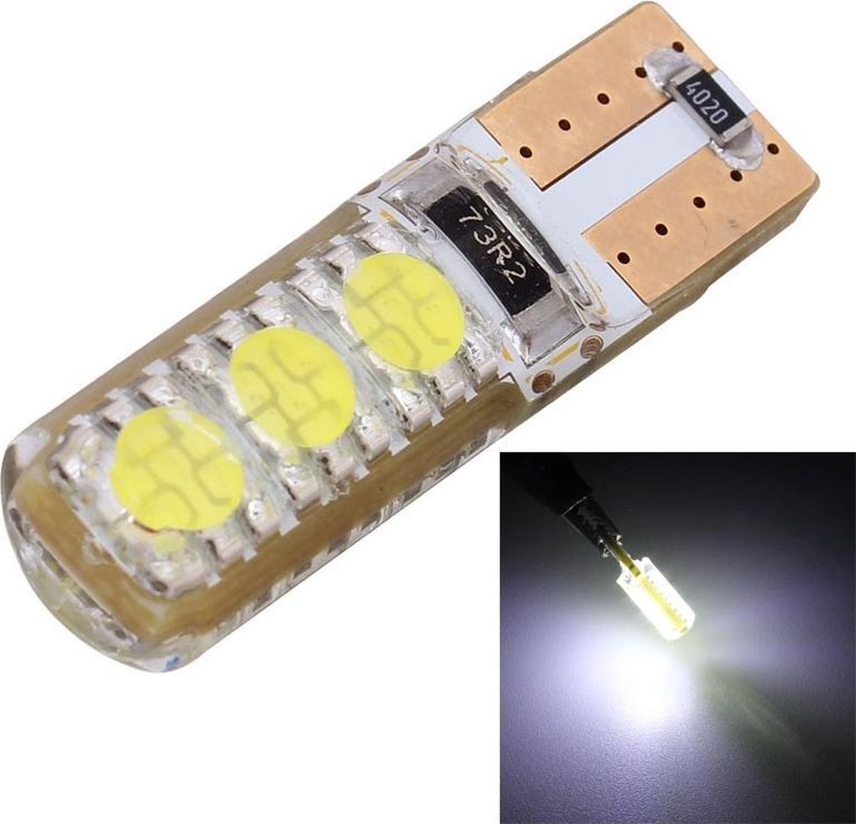 10 STUKS T10 3W 300LM Silicone 6 LED SMD 5050 Auto-opruimingslichten Lamp