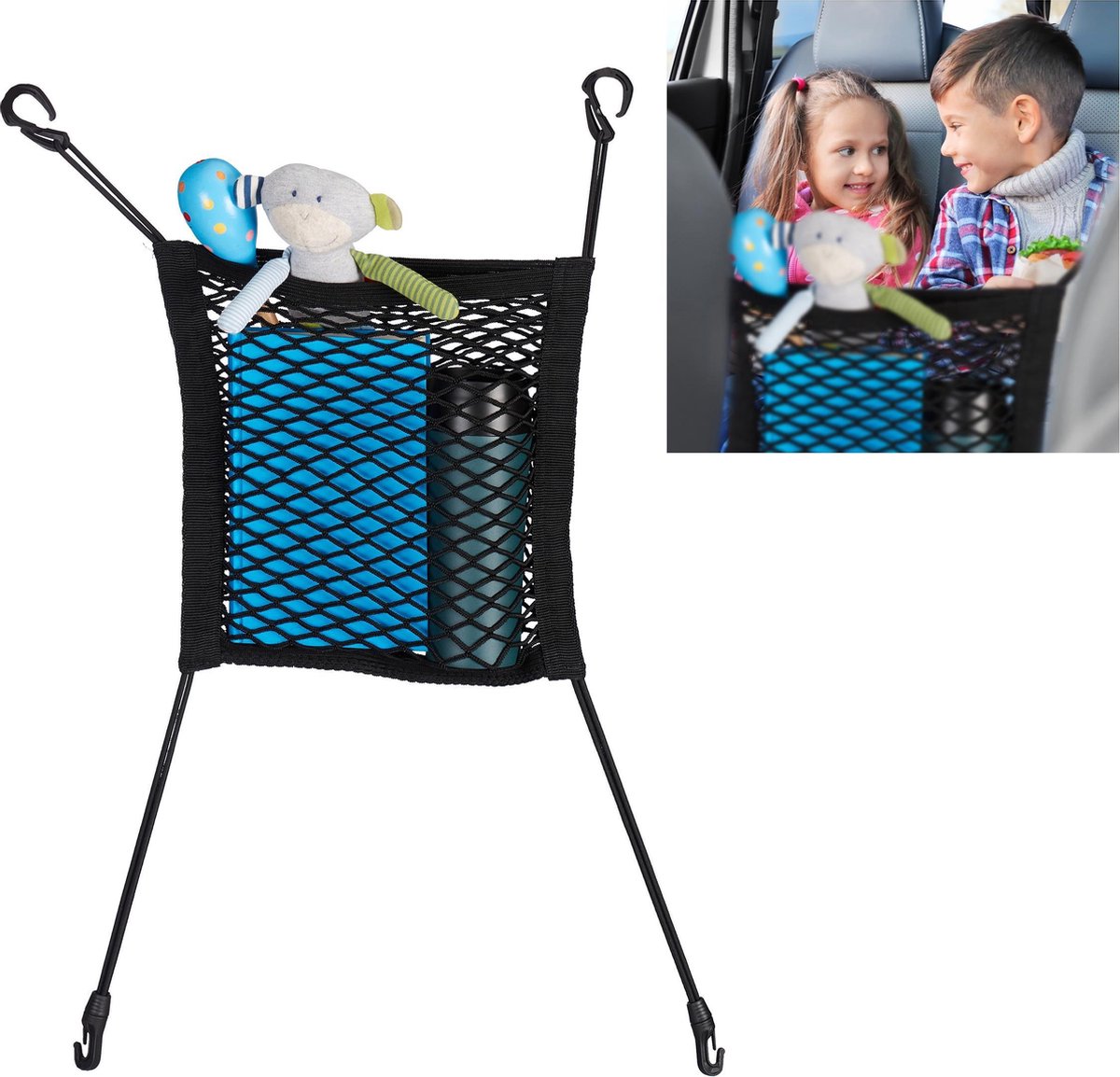 relaxdays auto organizer net - opbergnet auto - bagagenet - veiligheidsnet - klein - zwart