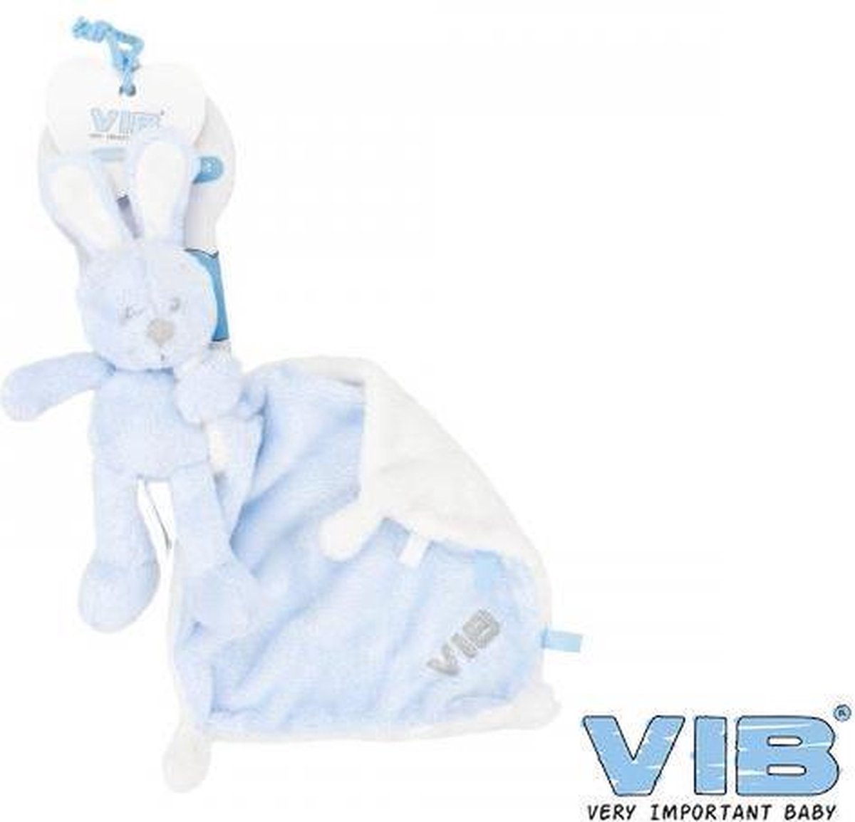 Konijn met doekje pluche blauw