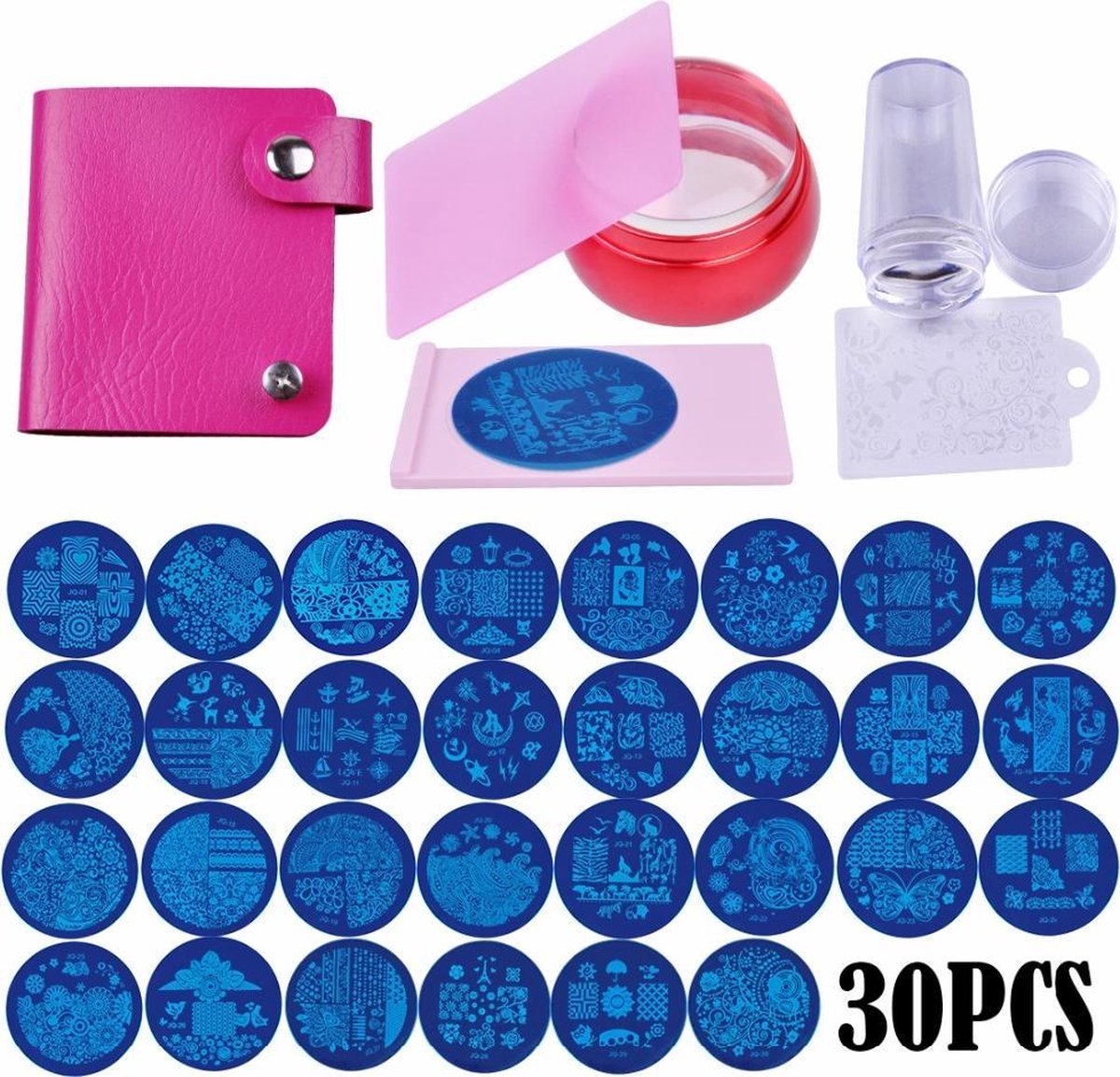 Nail Art Stempelset & Sjablonen - nagel stempel startset - met 30 stempel plaatjes