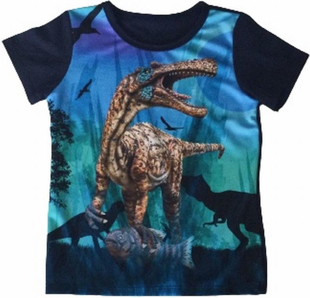 S&C dinosaurus t-shirt - Dino shirt - Velociraptor - donkerblauw - maat 134 (10)
