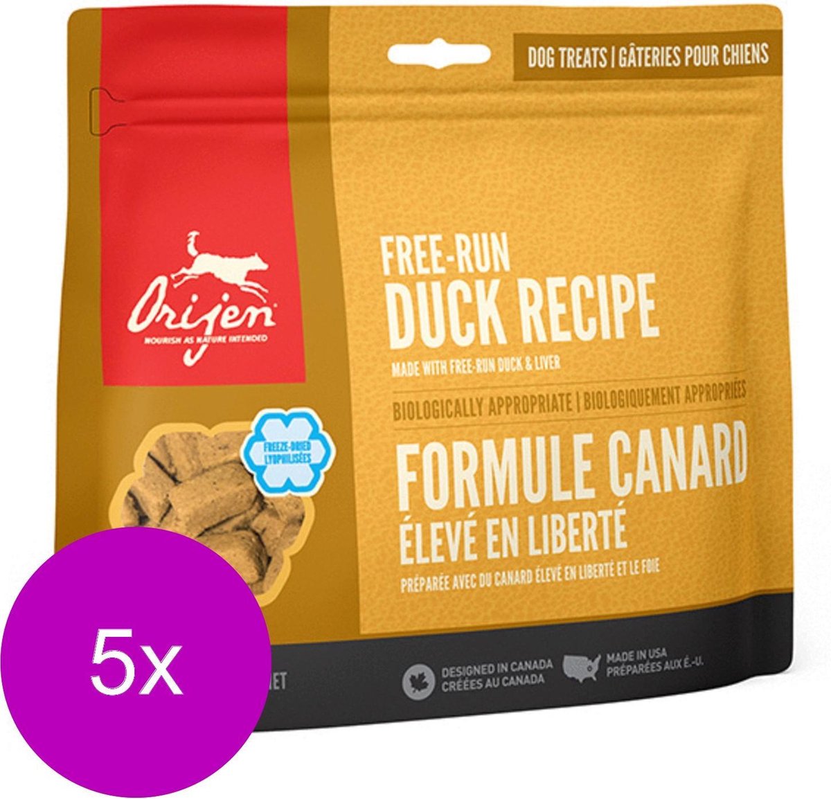 Orijen Freeze Dried Treats 42.5 g - Hondensnacks - 5 x Eend