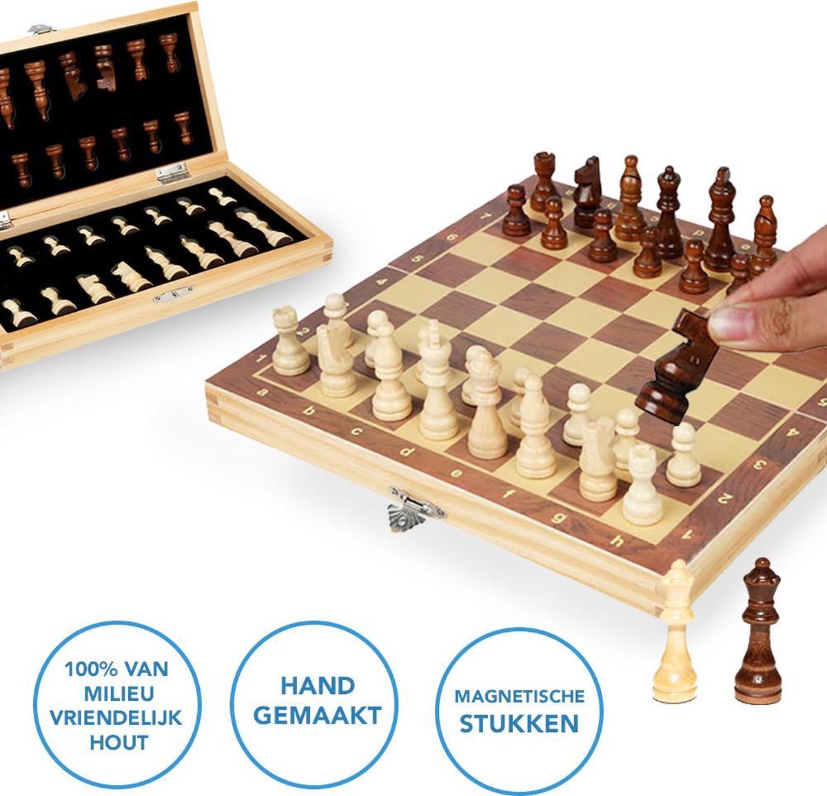 Achaté Luxe Schaakbord Van Hout Met Schaakstukken
