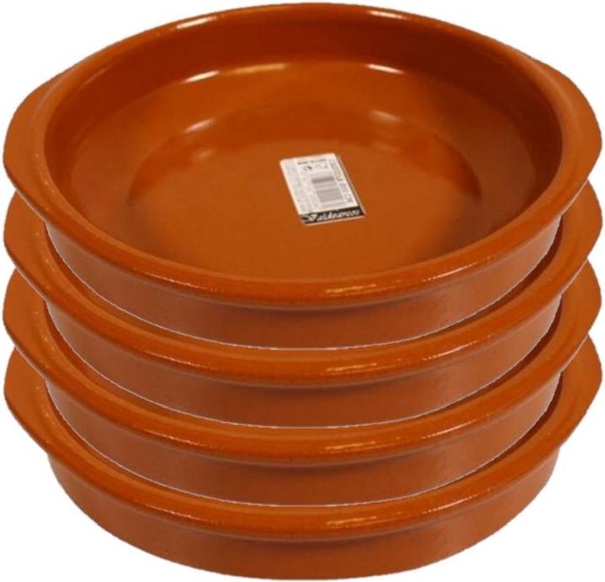 Set van 4x stuks tapas borden/schalen Alicante met handvatten 20 cm - Tapas serveerschalen/borden/ovenschalen