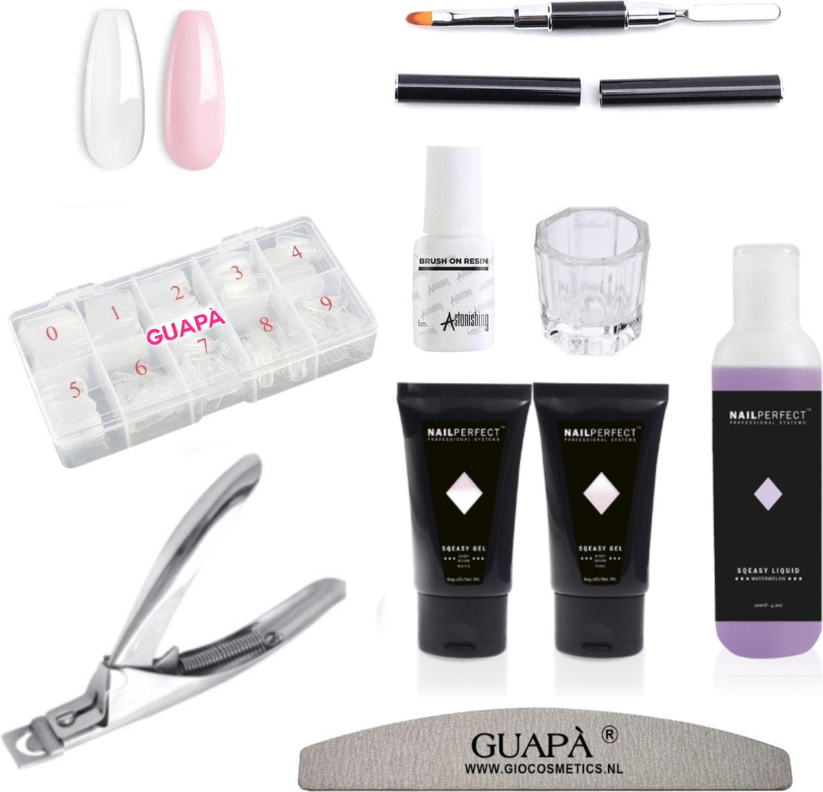 GUAPÀ® Polygel Kit BabyBoom White & Pink | Polygel nagels starterspakket | High Quality 2 x 60 gr