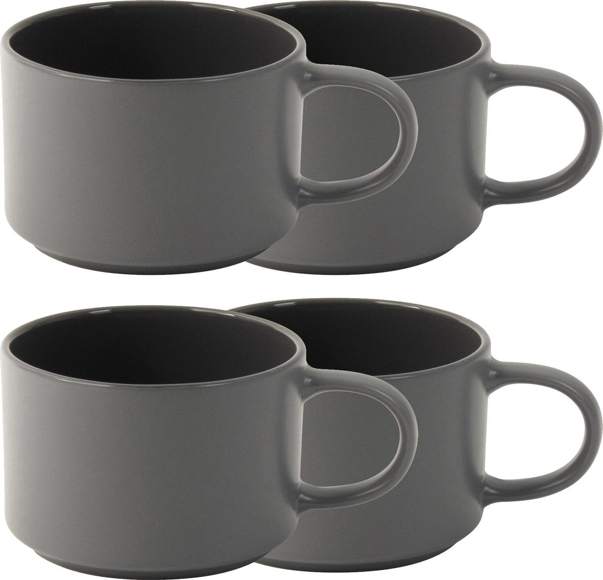 Soepkom 450ml Donkergrijs - set 4 stuks