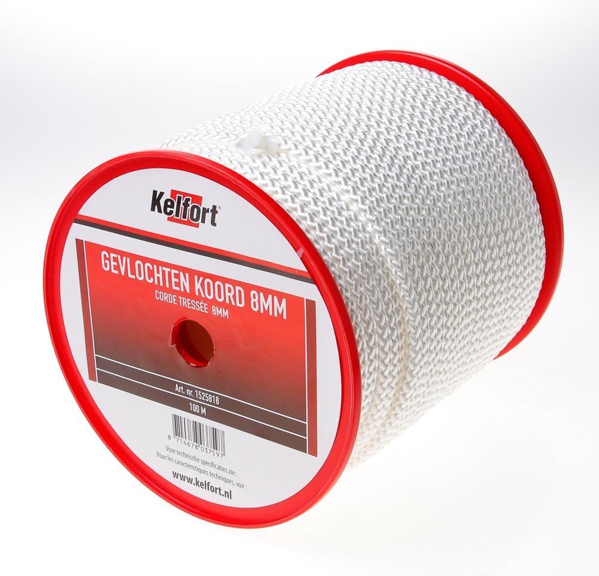 Nylonkoord wit gevlochten 8mm