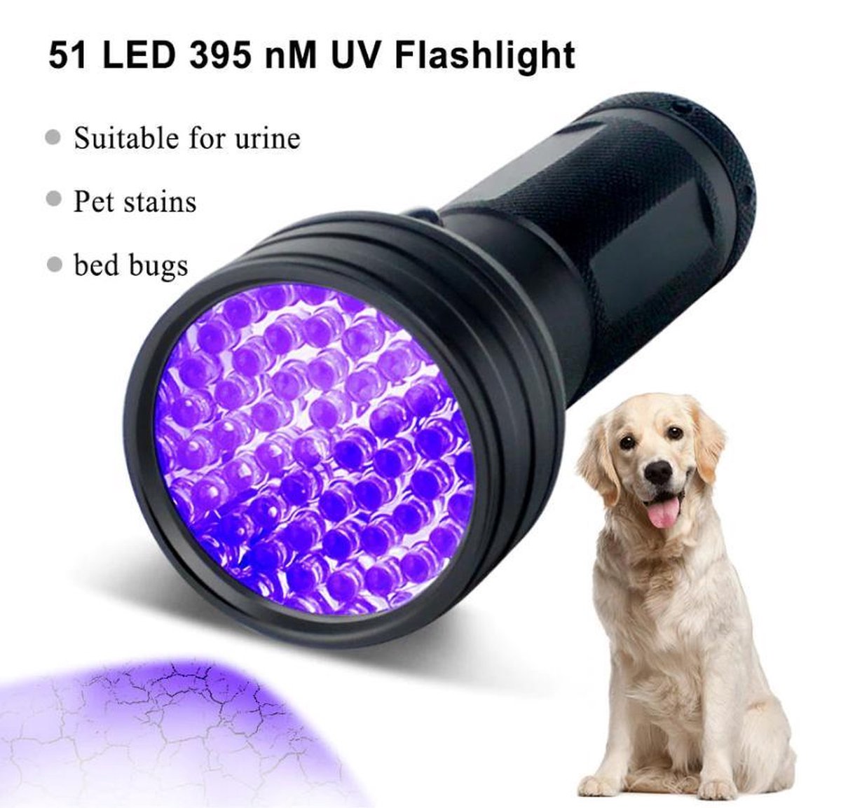 UV lamp / licht / zaklamp 51LED UV Licht UV zaklamp Ultra violet zaklamp UV Ultraviolet detectie AA batterij