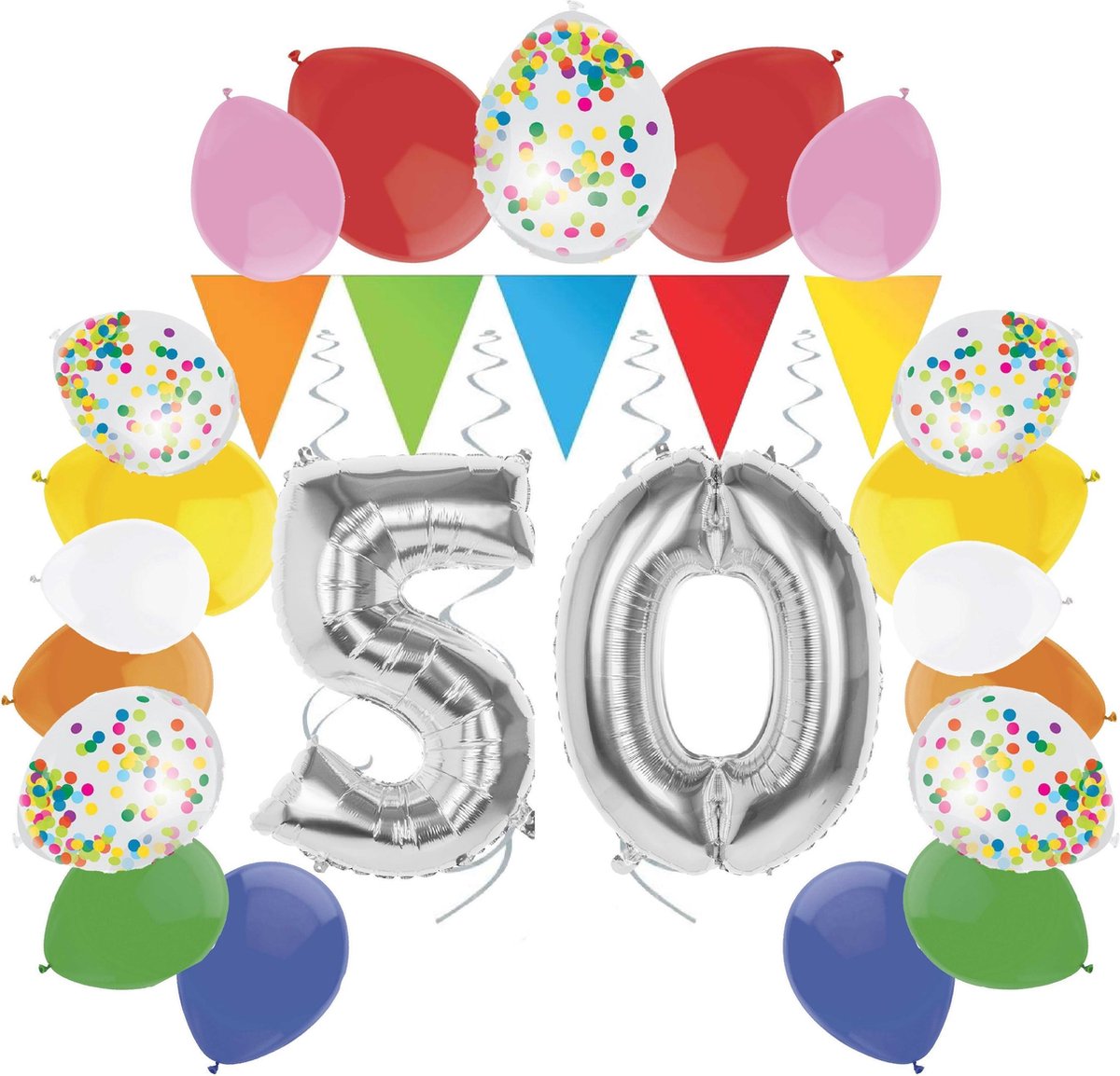 e-Carnavalskleding.nl Feestversiering pakket zilver 50 jaar | Versiering 50e verjaardag | 50 jaar feestversiering pakket zilver compleet | Leuk pakket zilver met feestartikelen voor de 50e verjaardag Small