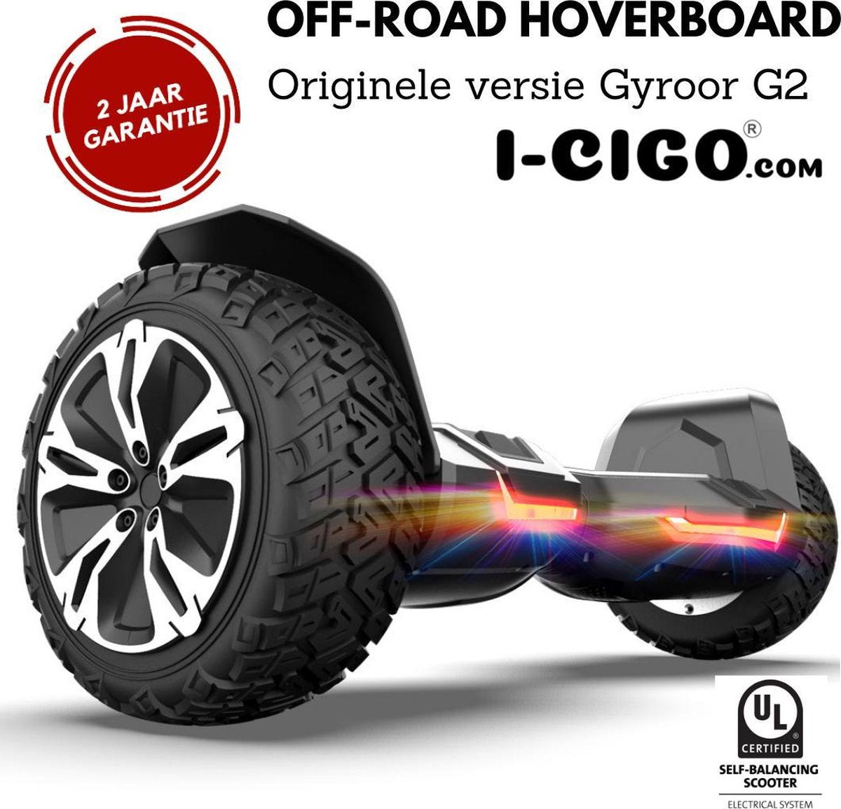 I-CIGO – Originele Gyroor G2- Off-road hoverboard 8.5inch- UL 2272 hoogste niveau veiligheidskeuringscertificaat – uniek App funcite - Bluetooth speakers.