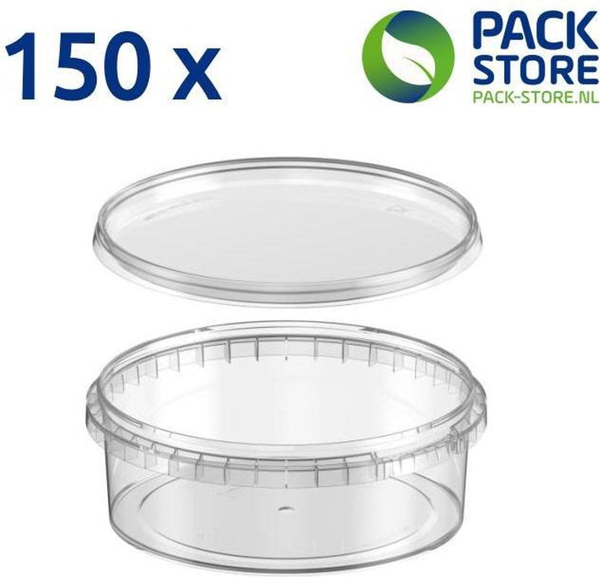 150 x Plastic bakjes met deksel - 500 ml ( ø146mm) - transparant