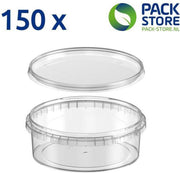 150 x Plastic bakjes met deksel - 500 ml ( ø146mm) - transparant