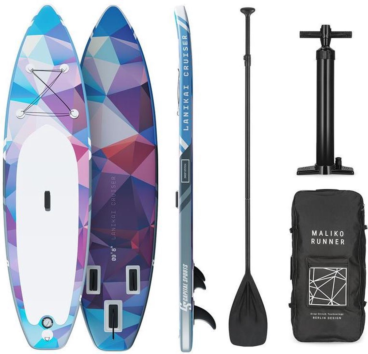 CAPITAL SPORTS Lanikai Cruiser 9.8  - Sup board set - Opblaasbare Paddle Board  - 305 x 77 x 10 cm - 100% PVC