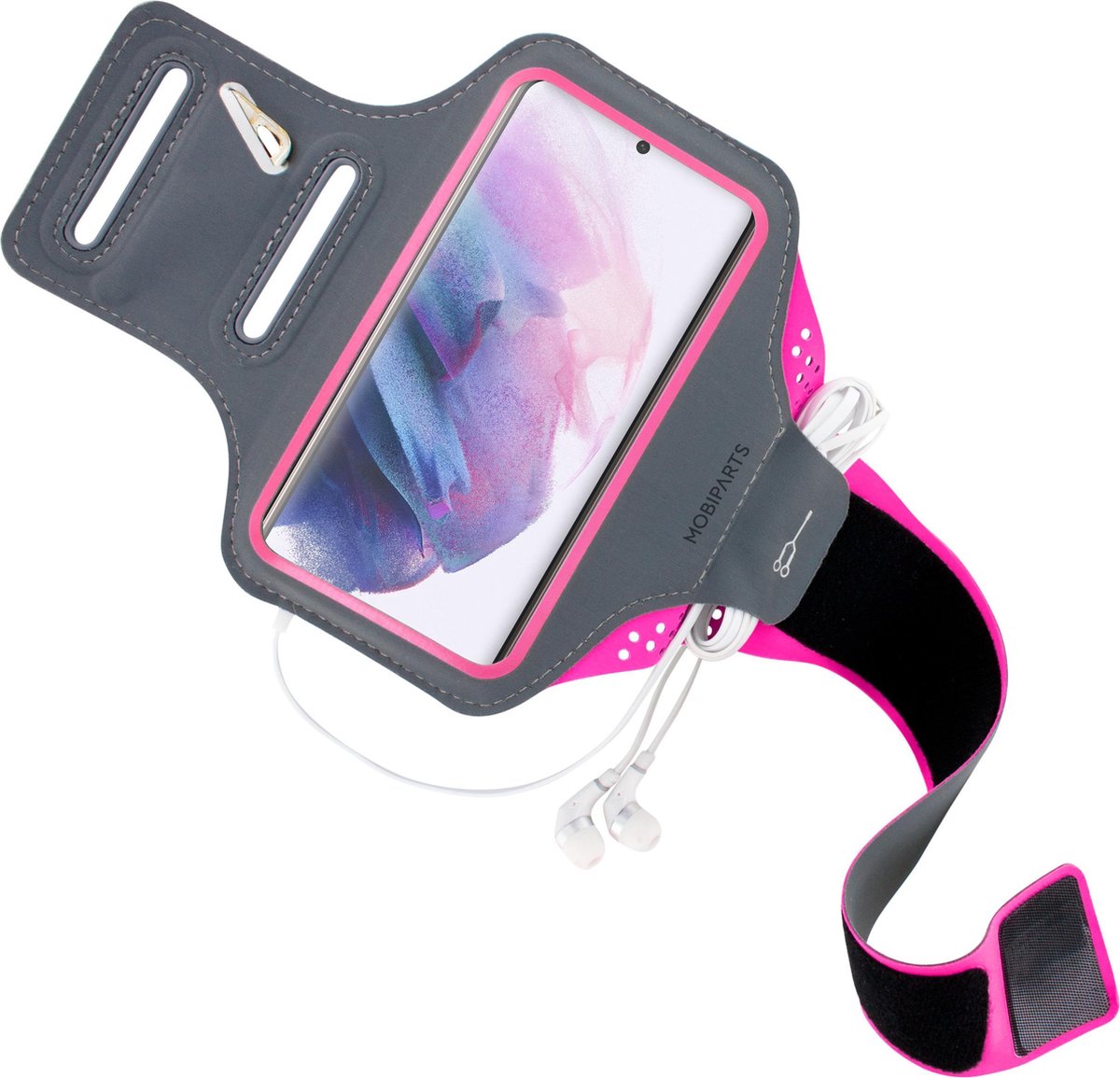 Mobiparts Comfort Fit Sport Armband Samsung Galaxy S21 Plus Neon Pink