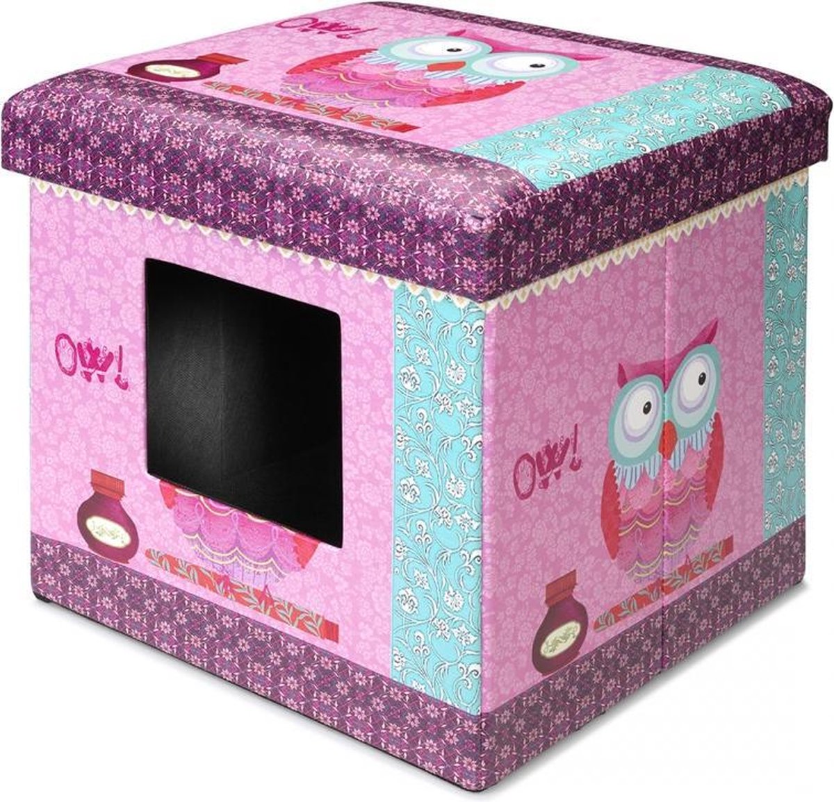 D&D Home collection ottoman owl Roze 38x38x38CM