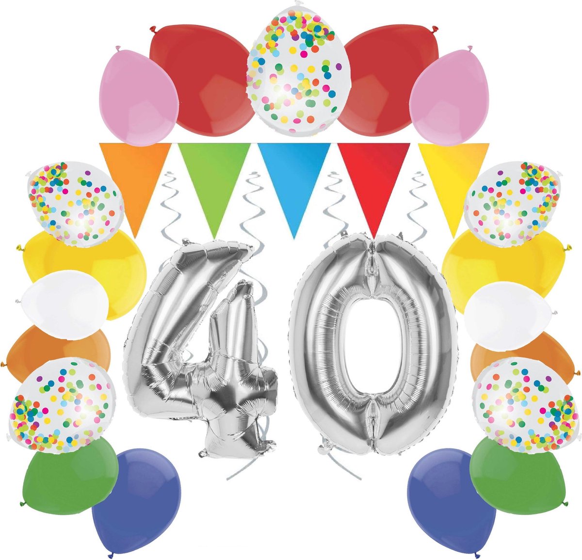 e-Carnavalskleding.nl Feestversiering pakket zilver 40 jaar | Versiering 40e verjaardag | 40 jaar feestversiering pakket zilver compleet | Leuk pakket zilver met feestartikelen voor de 40e verjaardag Small