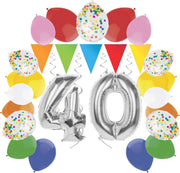 e-Carnavalskleding.nl Feestversiering pakket zilver 40 jaar | Versiering 40e verjaardag | 40 jaar feestversiering pakket zilver compleet | Leuk pakket zilver met feestartikelen voor de 40e verjaardag Small
