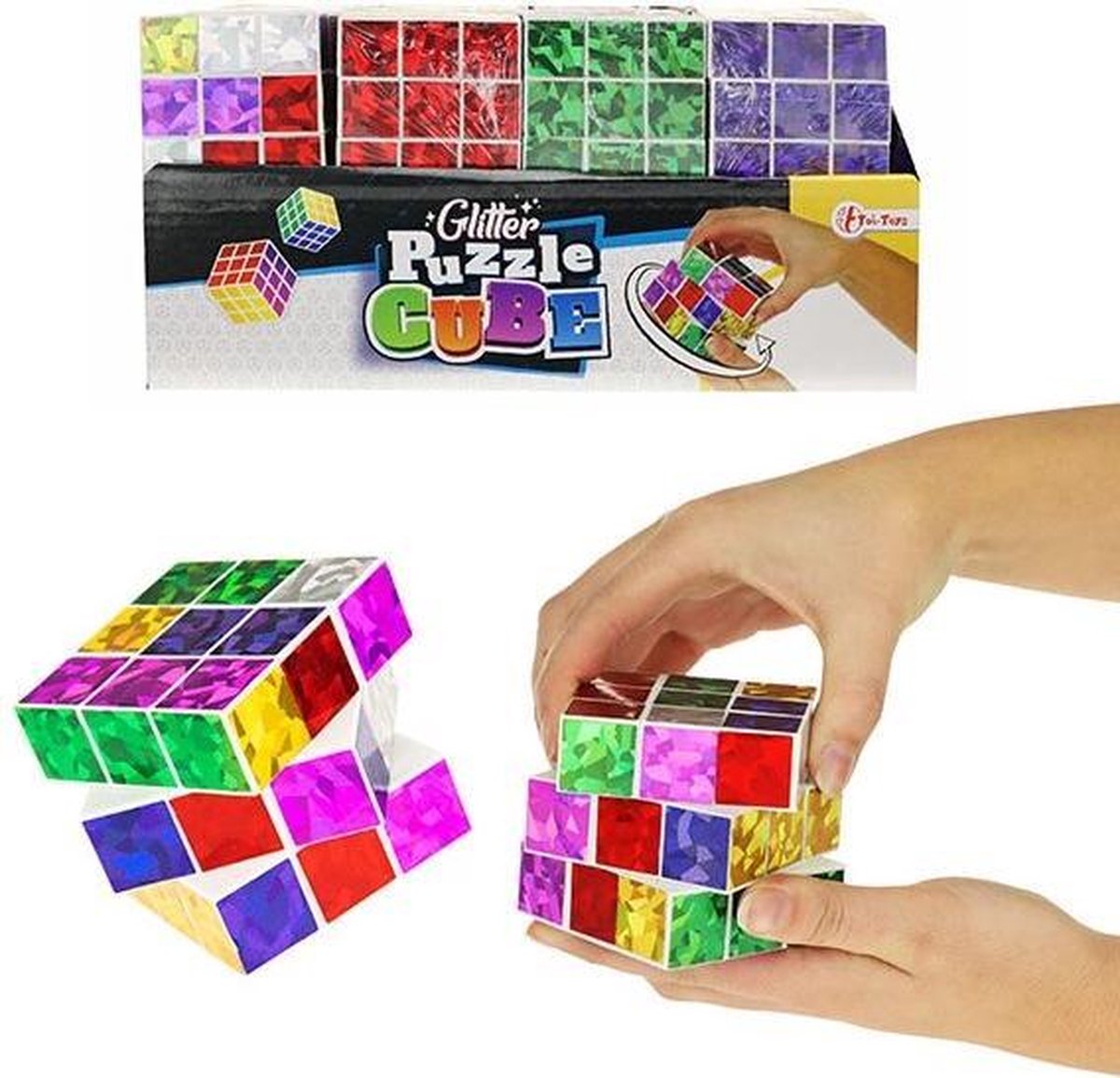 Puzzel Kubus met glitters - 3x3 - 6.5 cm groot - 1 kubus