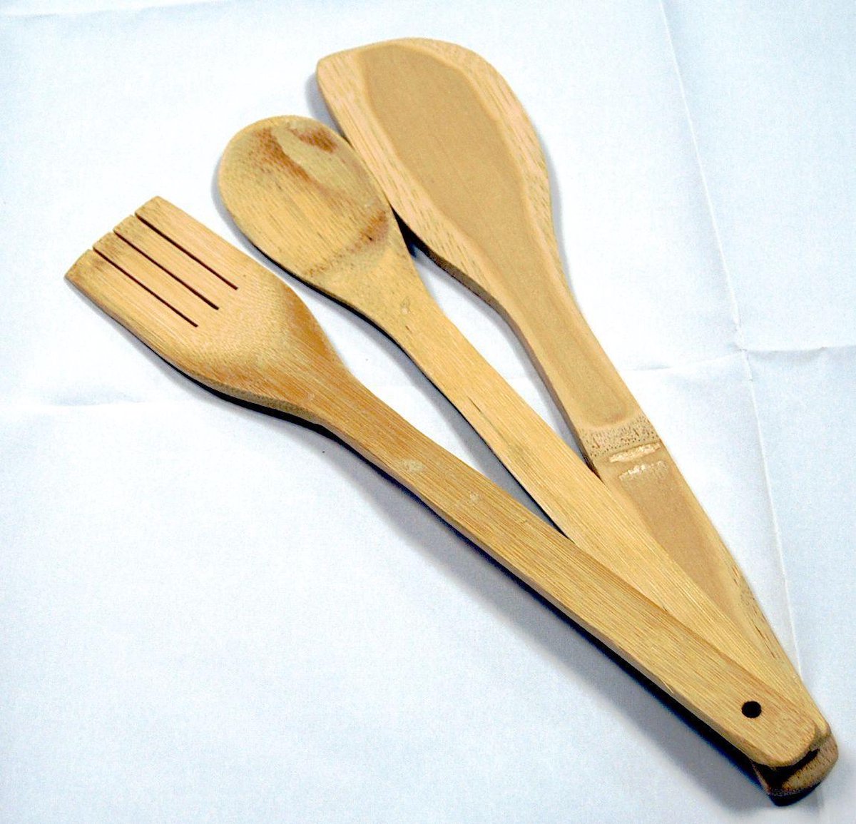 EIZOOKSHOP Bamboo Lepel Vork spatel set van 3 - 29 cm