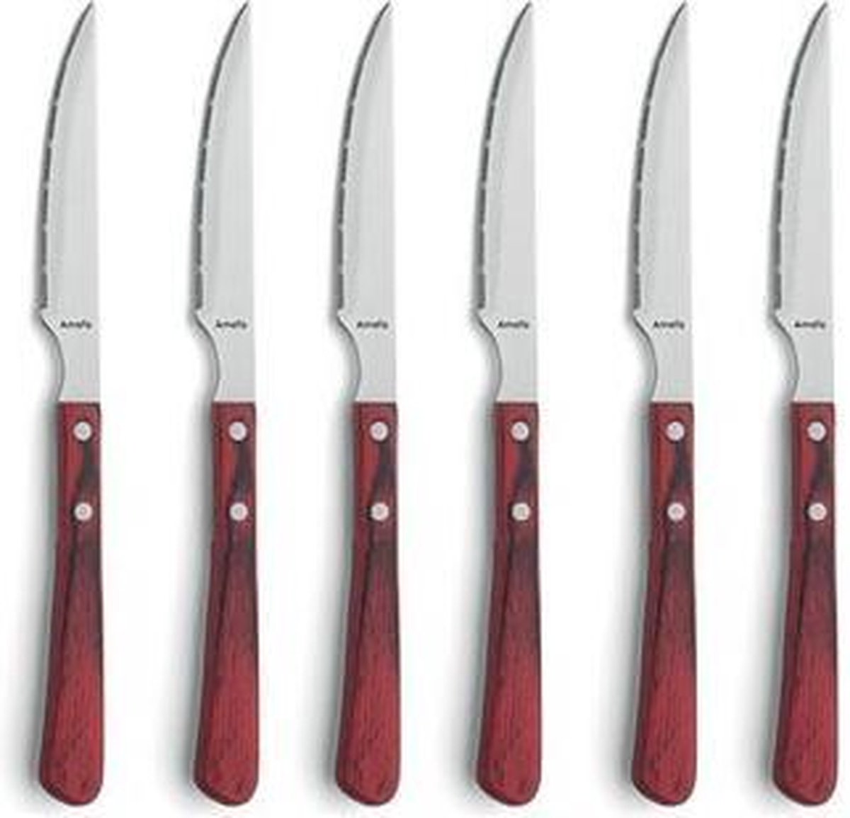 Amefa Brasero - Steakmes - Pakkahout - Rood - RVS - (Set van 12) en Yourkitchen E-kookboek