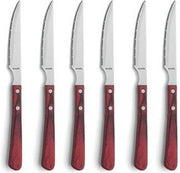Amefa Brasero - Steakmes - Pakkahout - Rood - RVS - (Set van 12) en Yourkitchen E-kookboek