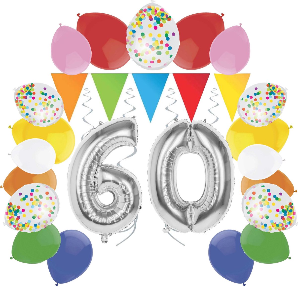 e-Carnavalskleding.nl Feestversiering pakket zilver 60 jaar | Versiering 60e verjaardag | 60 jaar feestversiering pakket zilver compleet | Leuk pakket zilver met feestartikelen voor de 60e verjaardag Small