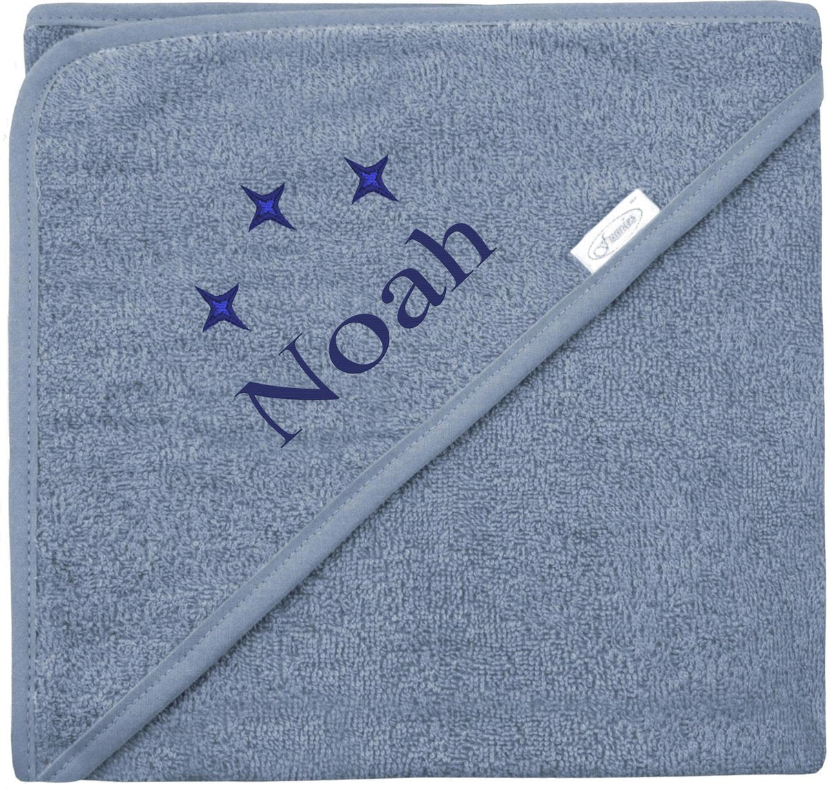 Badcape uni line - grey/blue - met GRATIS geborduurde naam
