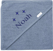 Badcape uni line - grey/blue - met GRATIS geborduurde naam