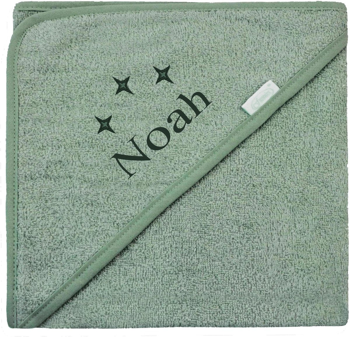 Badcape uni line - stone green - met GRATIS geborduurde naam