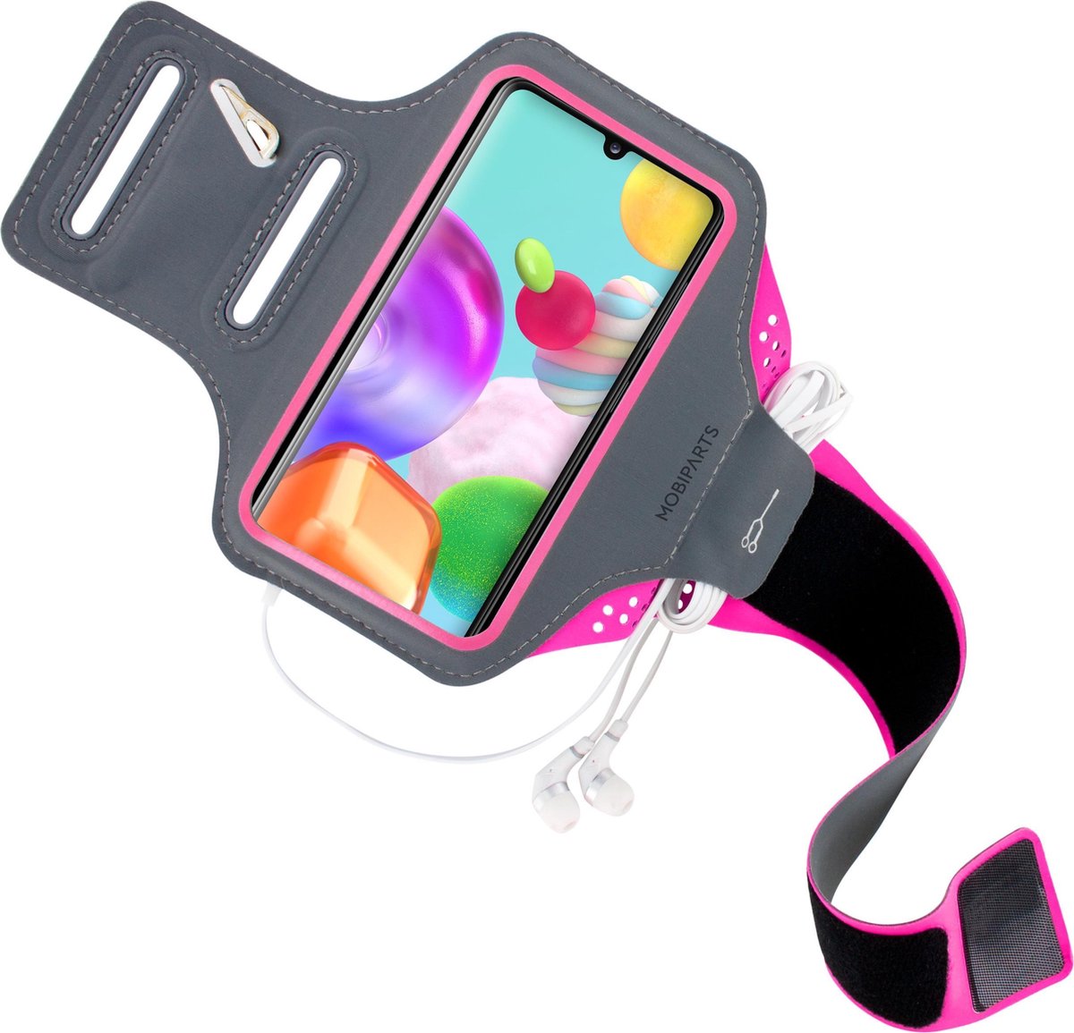 Mobiparts Comfort Fit Sport Armband Samsung Galaxy A41 (2020) Neon Pink