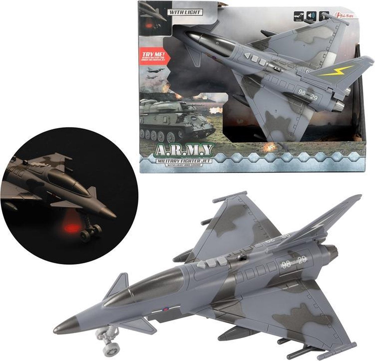 ARMY Straaljager militair 26cm fricte met licht en geluid