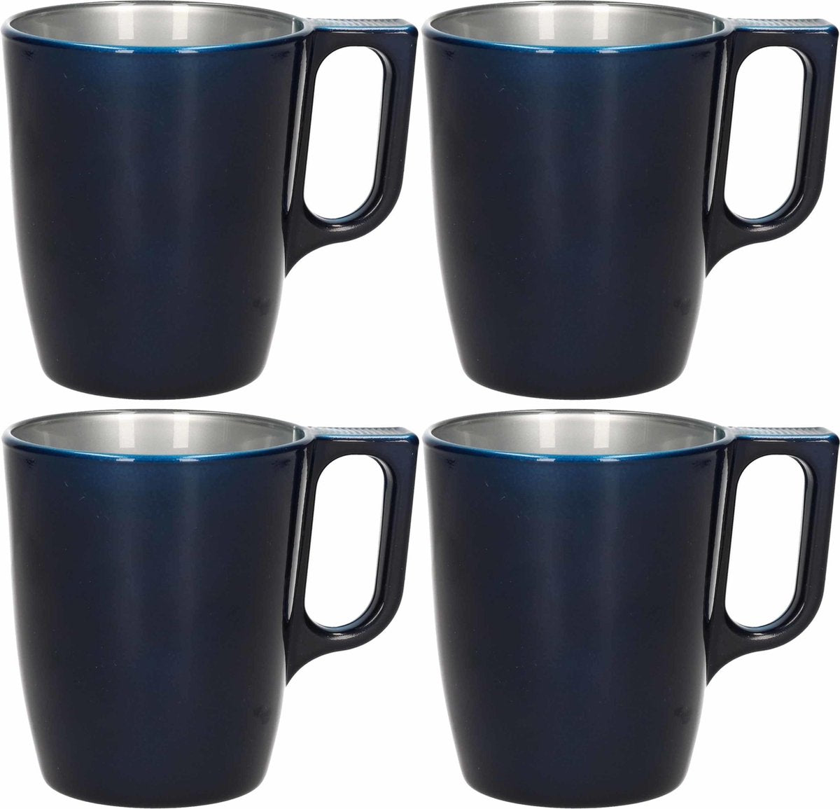 Set van 12x stuks koffiekopjes/bekers donkerblauw 250 ml - Koffie/thee kopjes van keramiek