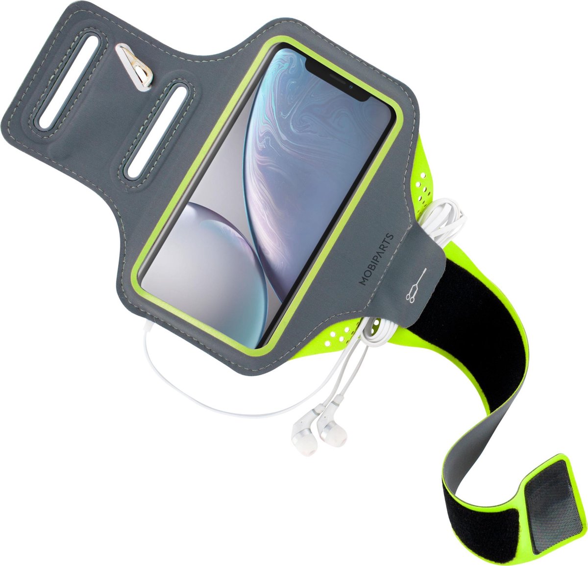 Mobiparts Comfort Fit Sport Armband Apple iPhone XR Sporthoesje Groen