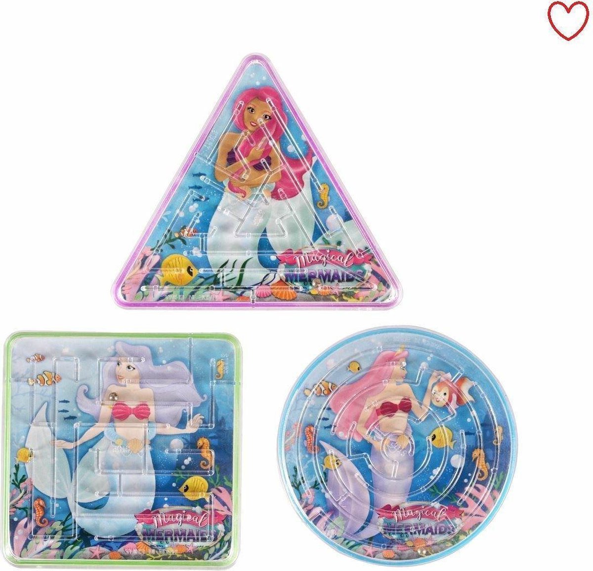 12 stuks doolhof spelletjes zeemeermin - uitdeelcadeautjes