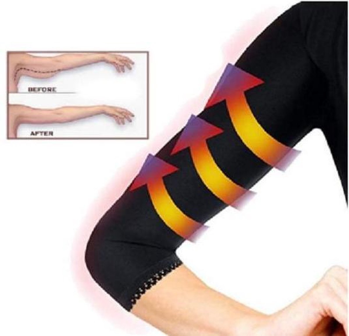 Corrigerende armen -  Slimming Top - speciaal voor de armen en een rechtere houding - maat L - kleur zwart