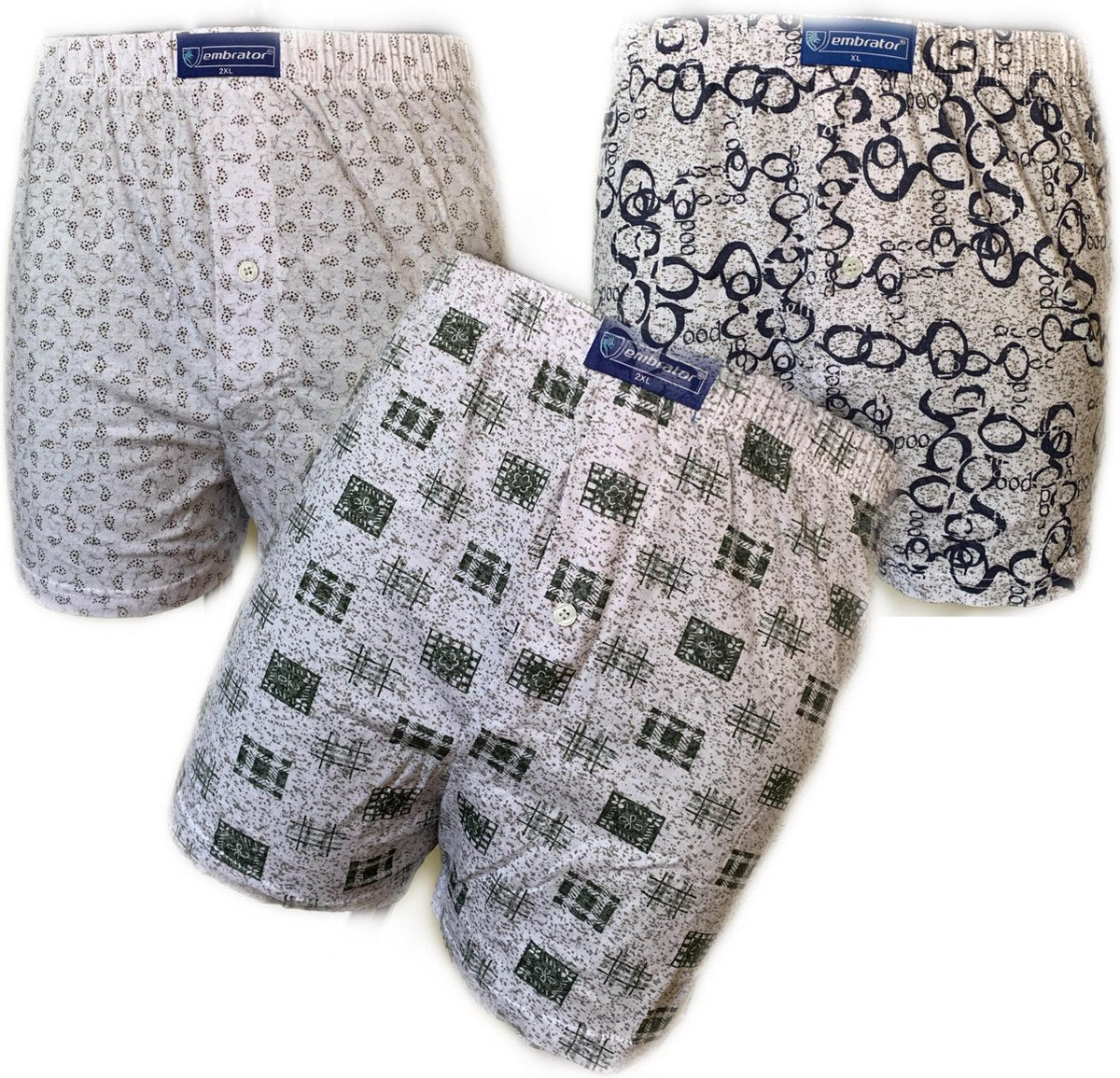 Embrator 3-stuks mannen Boxershorts Loose Fit katoen maat XXL