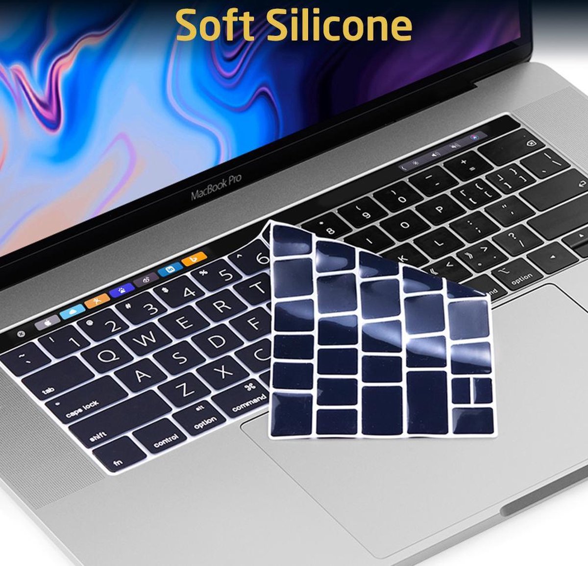 Ultra dunne & kwalitatieve ESR Macbook Pro 13 & 15 inch cover / toetsenboord beschermer / toetsenboord hoesje / toetsenboord vlies – geschikt voor Macbook Pro 13 & 15 inch cover – Voor VS QWERTY toetsenboord (2016/2017/2018)