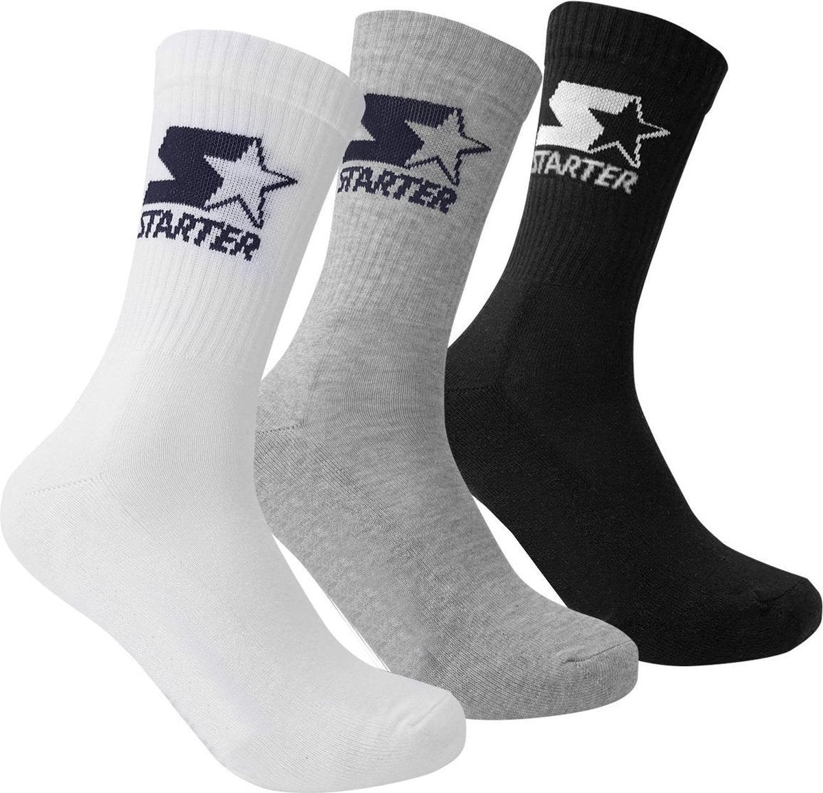 Starter 3-Pack Sportsokken - Grijs/Wit/Zwart - Kindersokken - maat  31 - 34