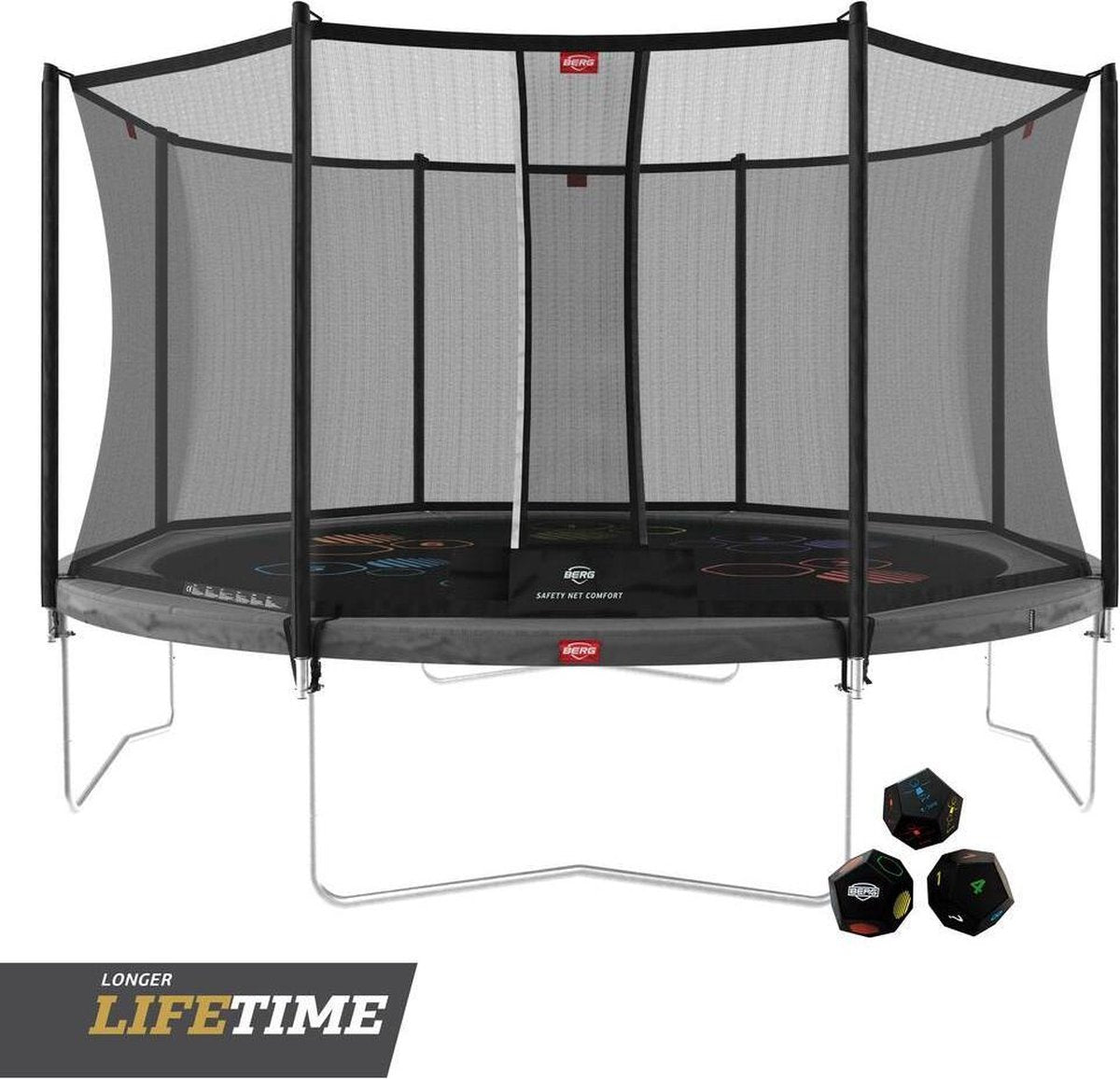 BERG Trampoline Favorit Regular Levels grijs 430 cm rond + Safety Net Comfort