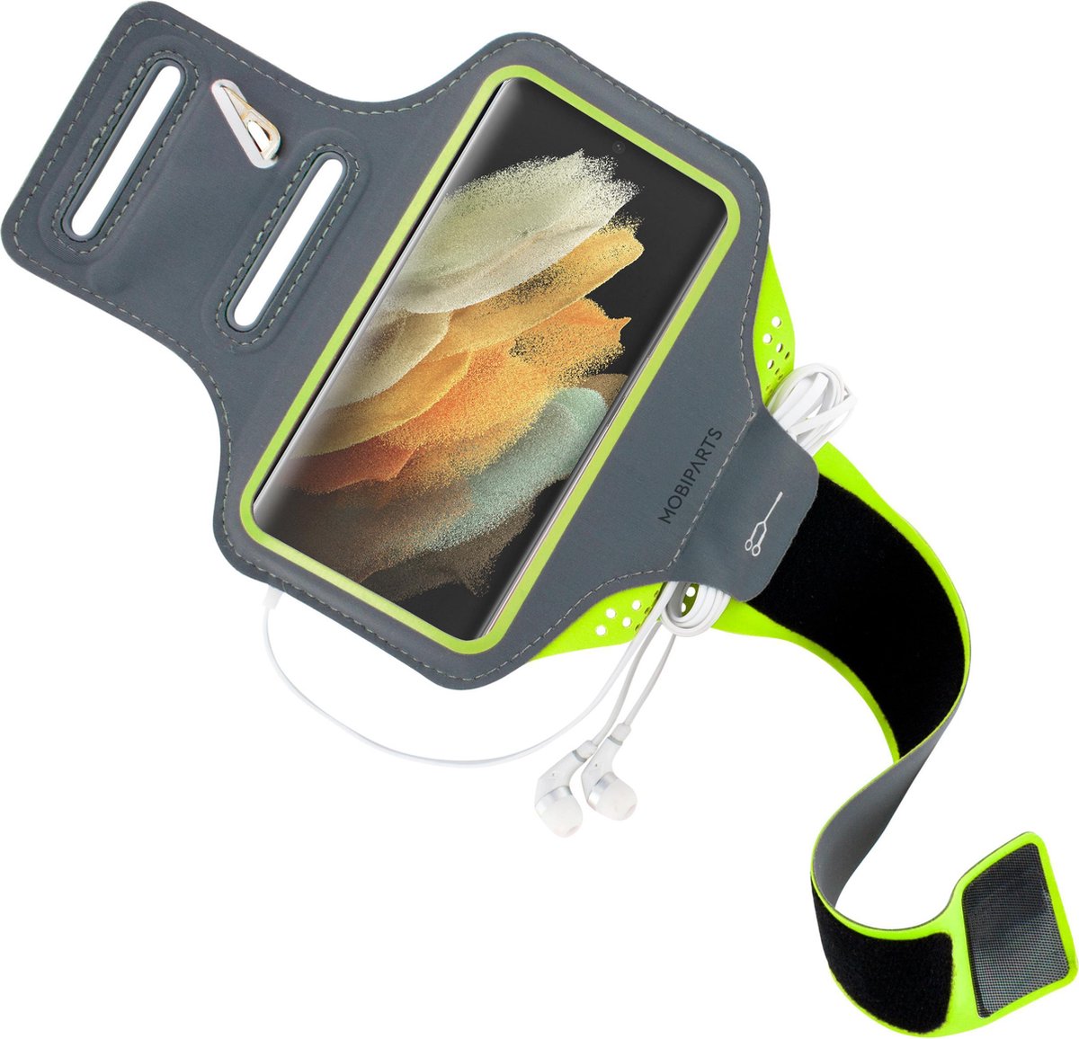 Mobiparts Comfort Fit Sport Armband Samsung Galaxy S21 Ultra Neon Green