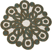 3x Placemat met kralen goudkleurig/blauw/wit Ø36cm