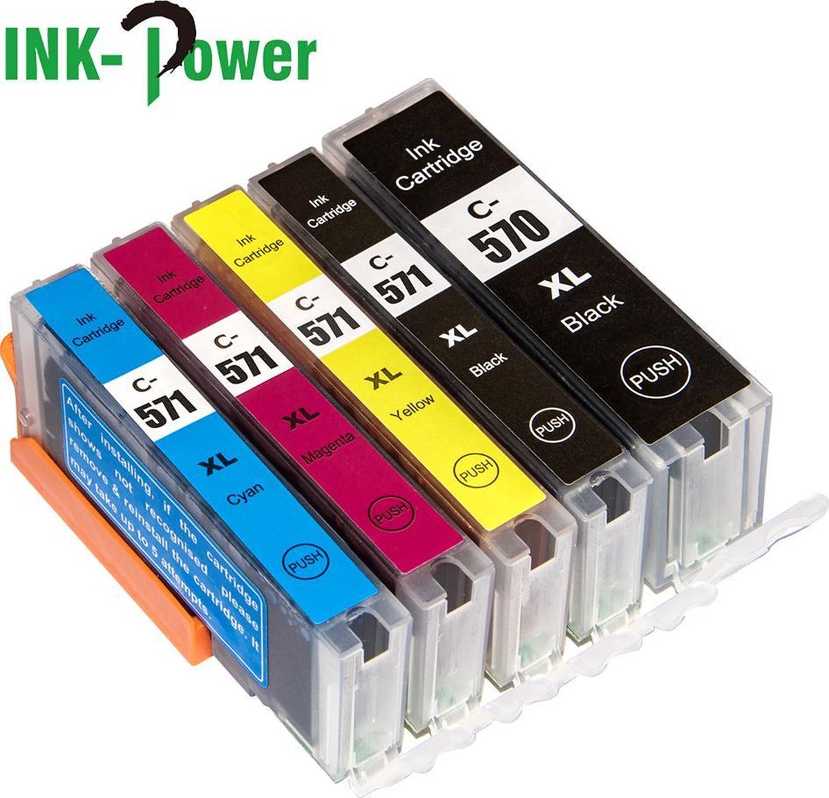 Inktcartridges voor Canon 570/571  - Multipack van 5 stuks - PGI 570 XXL + CLI 571 XL - Voor Printers: MG5750 - MG5751 - MG5752 - MG5753 - MG6850 - MG6851 - MG6852 - MG6853 - MG7750 - MG7751 - MG7752 - MG7753 - TS5050 - TS5051 - TS5053 - TS5055