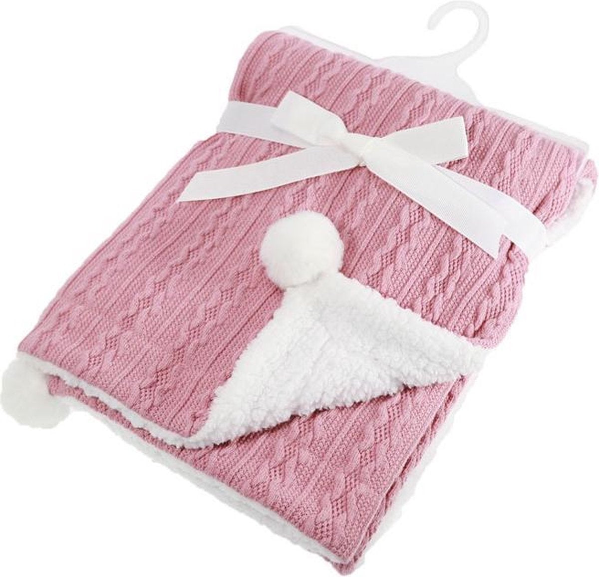 Soft Touch Kabeldeken Pompom 75 X 90 Cm Roze