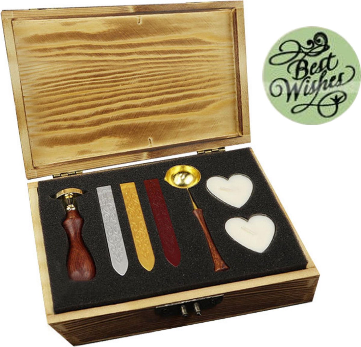 Wax stempel zegel set sealing wax kaarten maken - met cadeauverpakking - best wishes