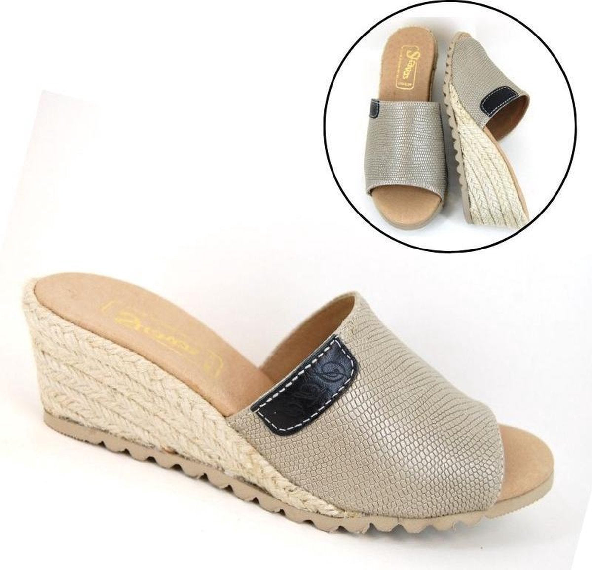 Stravers - Muiltjes met Sleehak Maat 43 Grote Maten Dames Slippers Sleehakken