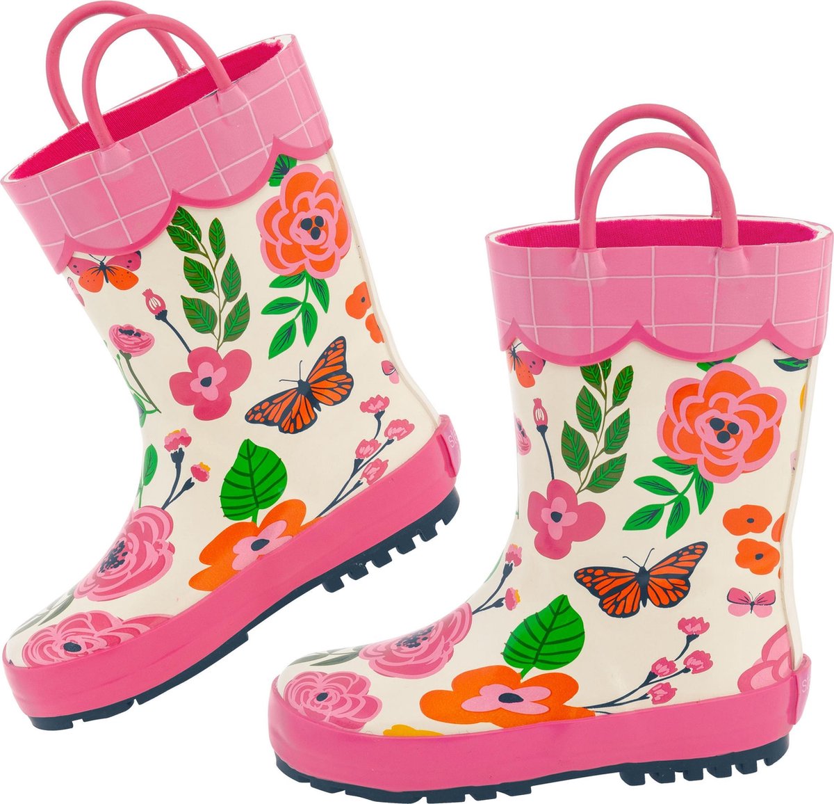 Stephen Joseph - Regenlaarzen voor meisjes - Vlinder - Gebroken wit/roze - maat 24EU