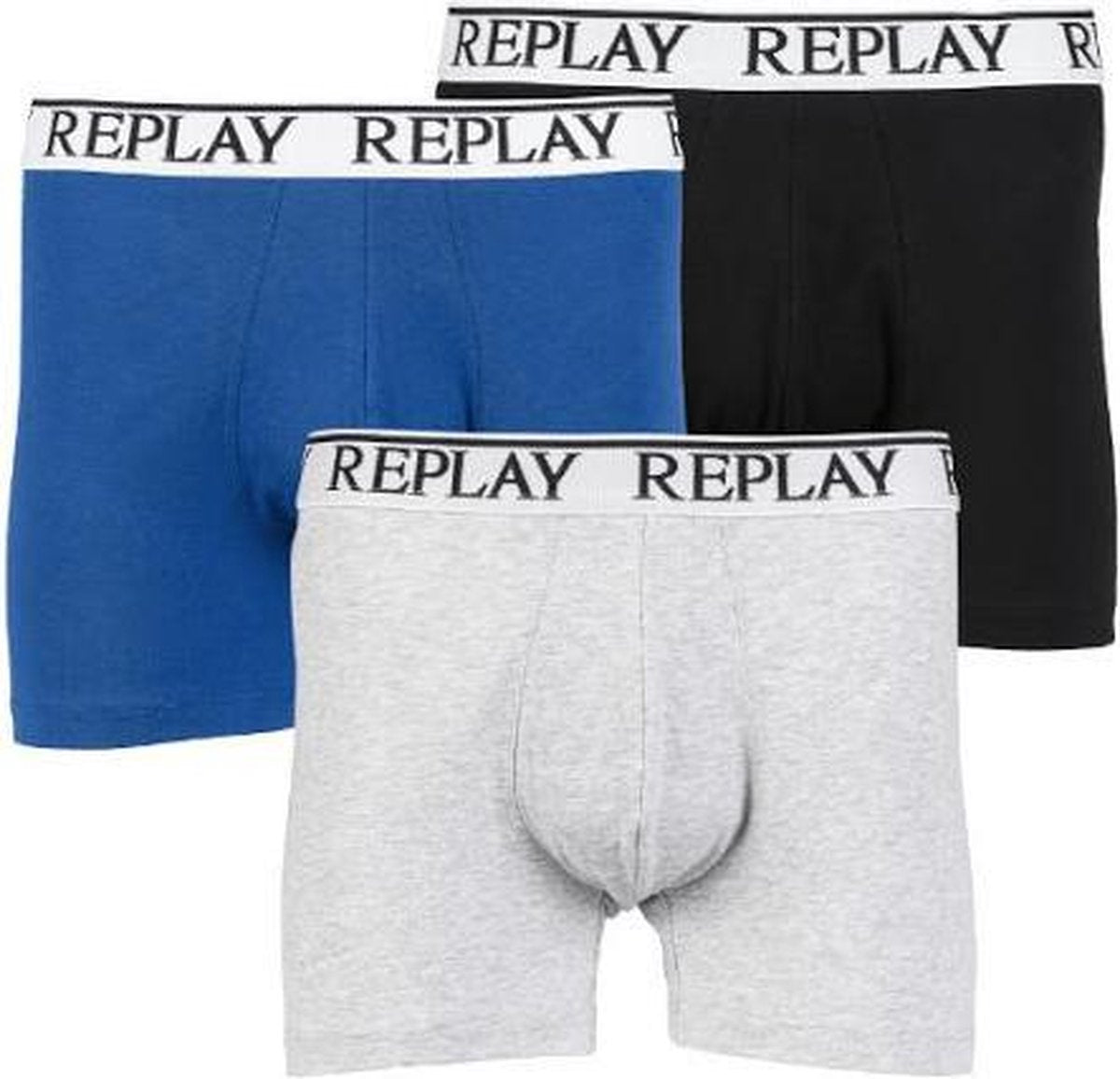 Replay boxershorts 3pack blauw grijs zwart M605001E56