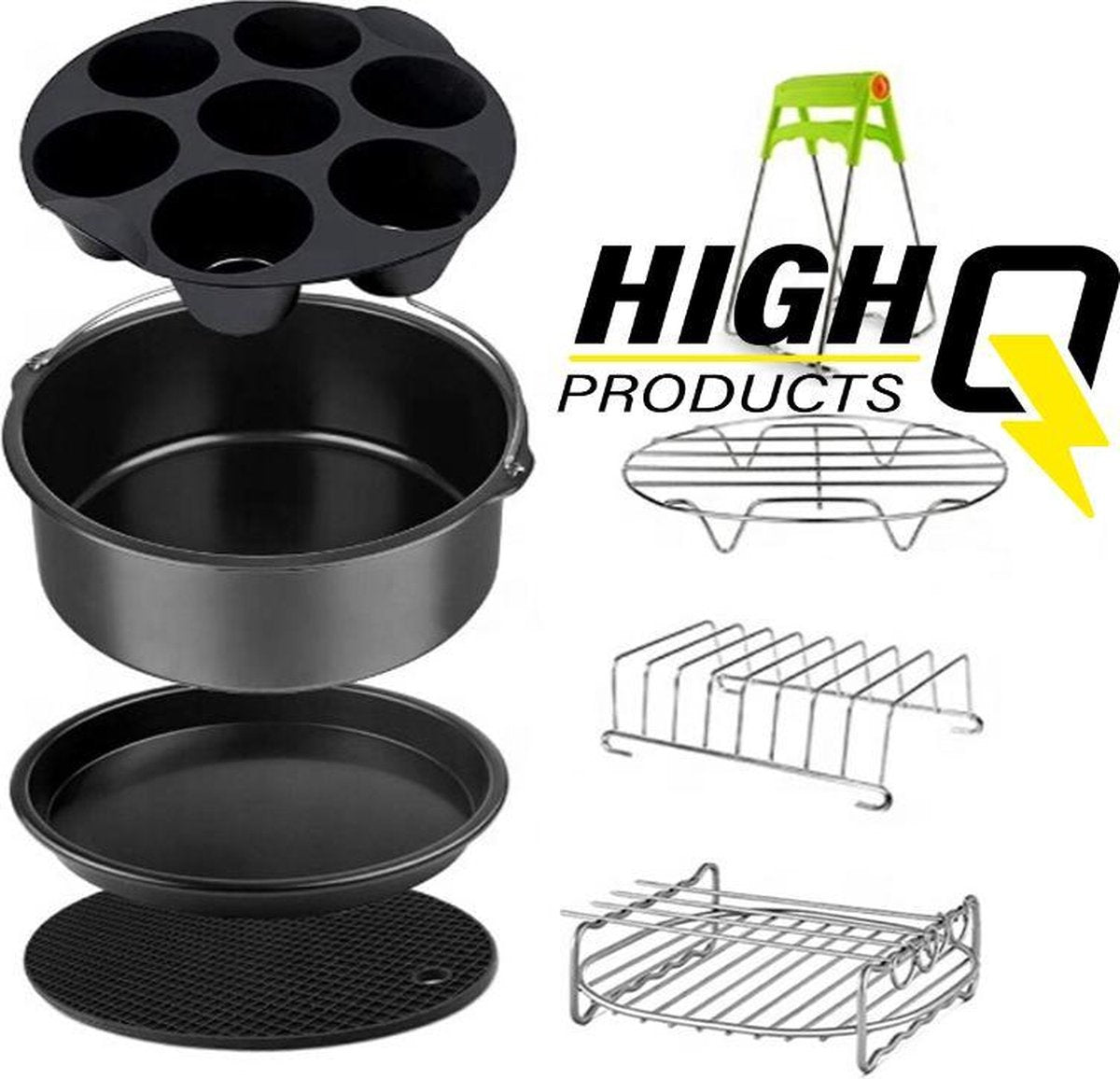 HighQ Products |8-delige set|Airfryer accesoires + kookboek+ Heteluchtfriteuse Accessoires Set -ø20 cm Geschikt voor XL Airfryers