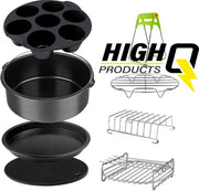 HighQ Products |8-delige set|Airfryer accesoires + kookboek+ Heteluchtfriteuse Accessoires Set -ø20 cm Geschikt voor XL Airfryers