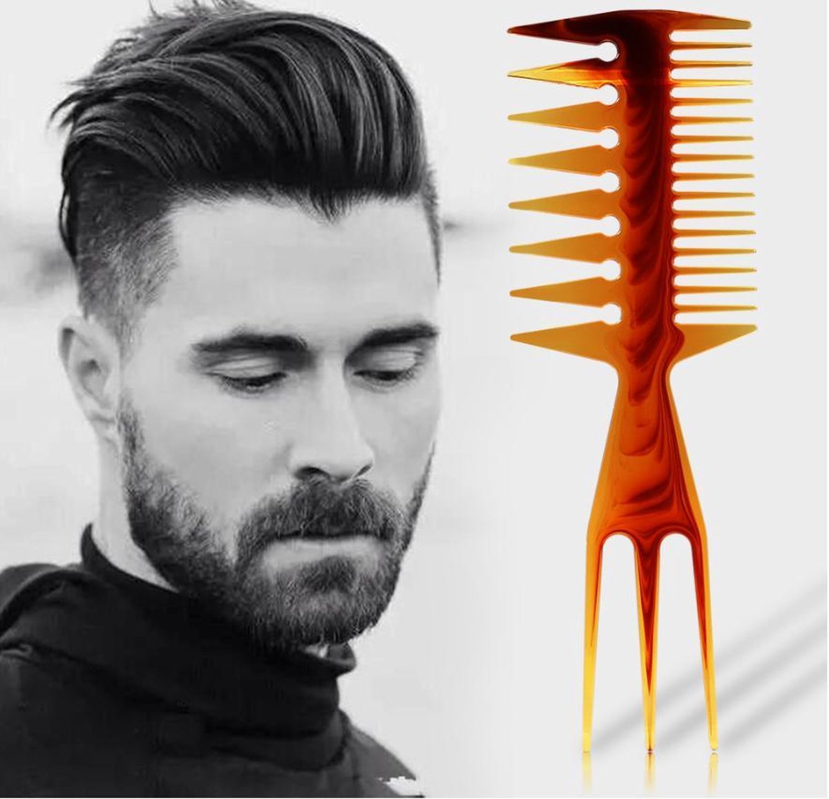 Brede 3 Way Kam|Styling Tool zwart|Kapper Kam|Haar Kam|Haar Accessoire|Cabantis|Bruin